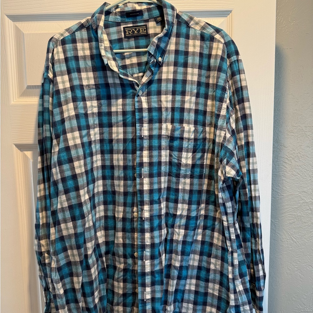 Rye Blue and White Casual Button Down Shirt